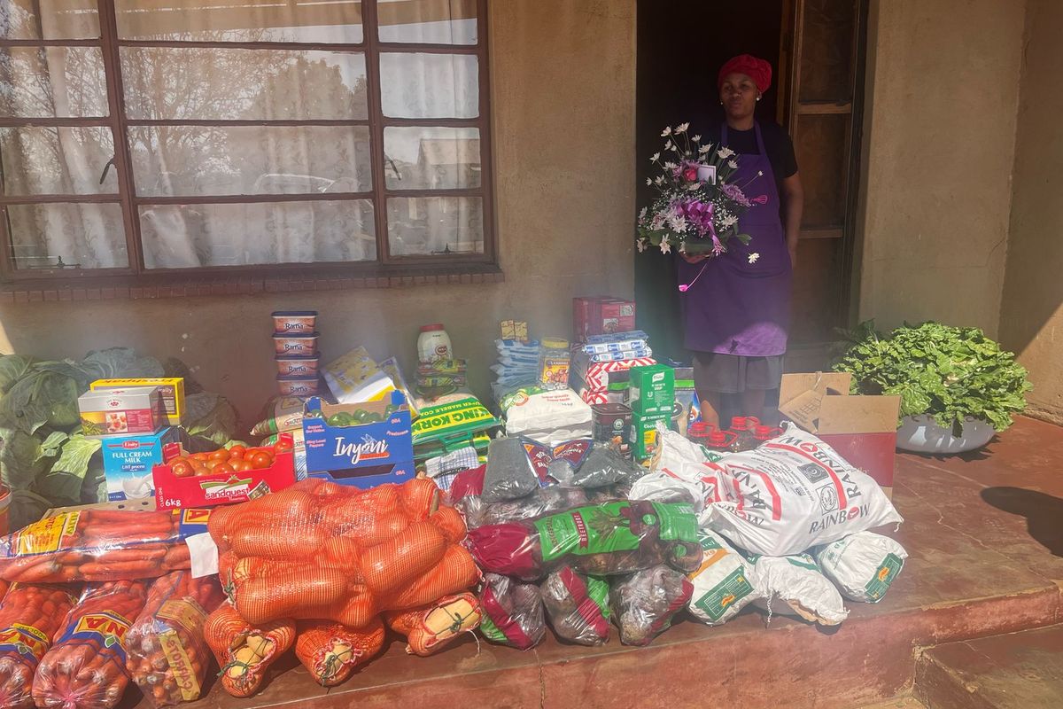 A full BaAfrica grocery hamper delivered to a family home